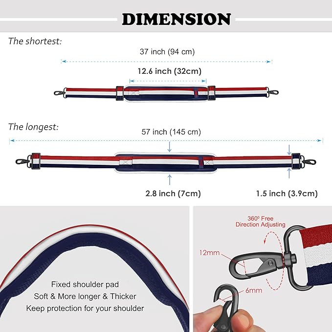 ZINZ Bag Shoulder Strap, Padded Adjustable Shoulder Strap Replacement