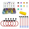 MuHize Mini Fuse Tap Kit - Inline 14AWG Fuse Holders, Upgraded Fuses Taps with 120 Pack Mini Fuses(2A/3A/5A/7.5A/10A/15A/20A/25A/30A/35A) for Car Camper