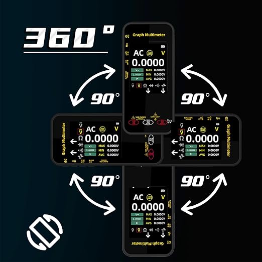 BSIDE 20000 Counts Digital Multimeter Date Recorder, 0.1mA/10uV/1000V with Smart Mode, 360-Degree Rotate LCD with Rechargeable, Measures Amp Cap Diode Temp MAX/MIN/Peak Voltage for Photovoltaic Miners