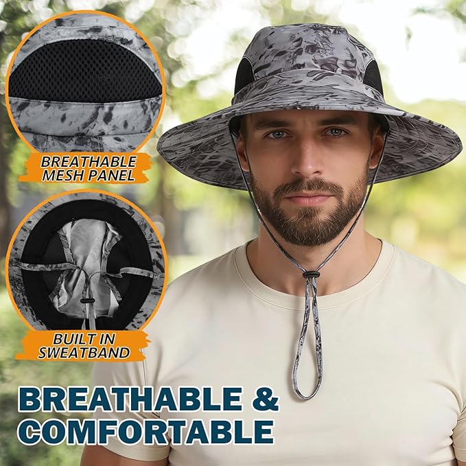 EINSKEY Wide Brim Sun Hat, UPF 50+ UV Protection Waterproof Packable Bucket Hat for Men & Women, Fishing Hiking Beach Garden