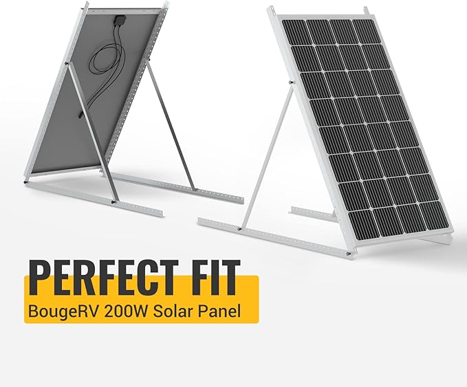 BougeRV 58in Adjustable Solar Panel Tilt Mount Brackets with Foldable Tilt Legs, Mounting Support for 180-400W Solar Panels on Roof, RV, Boat, and Off-Grid