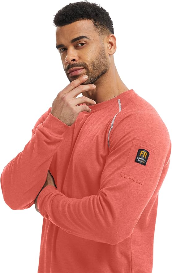 WORKWEYA FR Shirts for Men 5.5OZ Light Weight Welding Flame Resistant Shirts NFPA2112 CAT2
