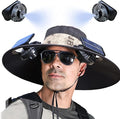 Solar Fan Hat with Mist, Mens Wide Brim Solar Power Fans Hat with Built in Fan, USB Solar Charging for Outdoor Fishing