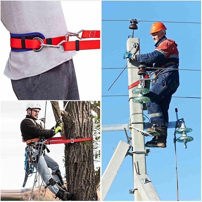 Safety Belt with Padded Waist Pad and Adjustable Lanyard, Safety Lanyard Fall Protection, Ladder Safety Belt, Tree Climbing Belt, Climbing Lanyard Fall Arrest Kit