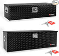 FORWODE 39&48 Inch Aluminum Truck Tool Box Lockable Truck Bed Tool Box Waterproof Truck Bed Storage Box with Gas Struts Side Handle Truck Tool Chest for Pickup, Truck Bed, RV, Trailer & Garage (Black)