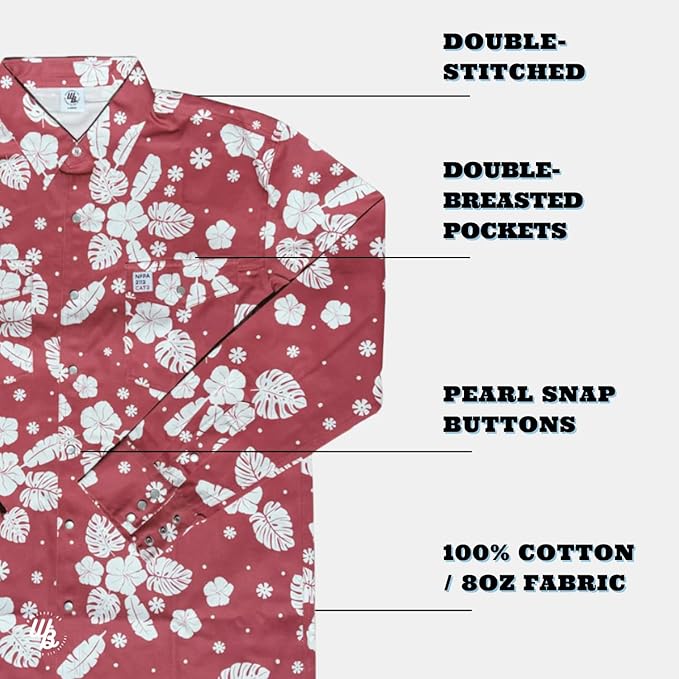 WoahBros FR Shirts for Men, 8oz Midweight Flame Resistant Welding Shirt, 100% Cotton, Pearl Snap Buttons - CAT2/NFPA2112