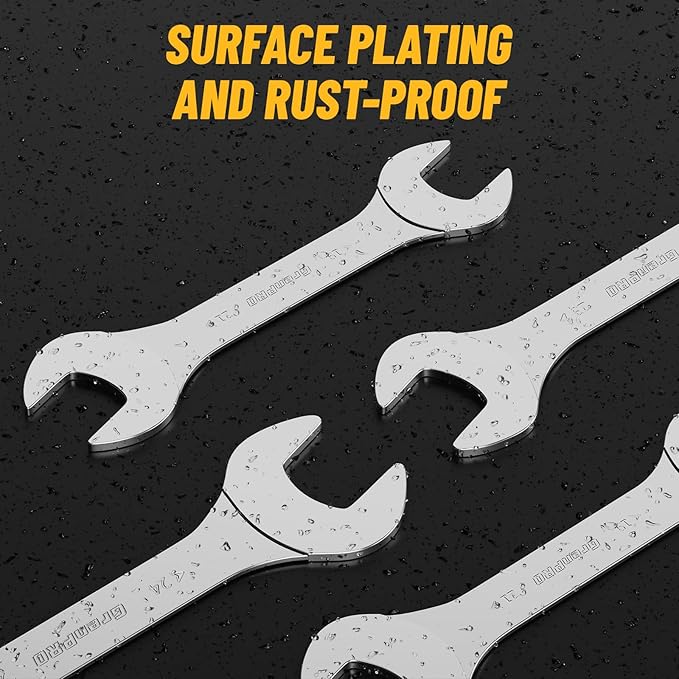 Super-Thin Metric Wrench Set, Open End Wrench Set, 9PCS 5.5, 7, 8, 9, 10, 11, 12, 13, 14, 17, 19, 21, 22,23,24,27mm, Slim Spanner Organizer Rolling Pouch with Gauge, Small Wrenches Tools Sets