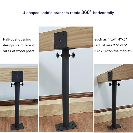1Pcs Roof Riser Brackets Kit, Roof Mount Brackets, Pergola Roof Beam Brackets, 3-1/2" Saddle Black Riser