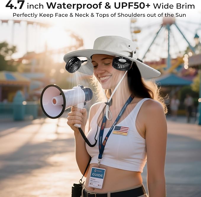 AMACOOL Bucket Hat Fan, Gifts for Him Father Dad Husband, Fishing Essentials for Men Women Camping Hiking Beach Gardening