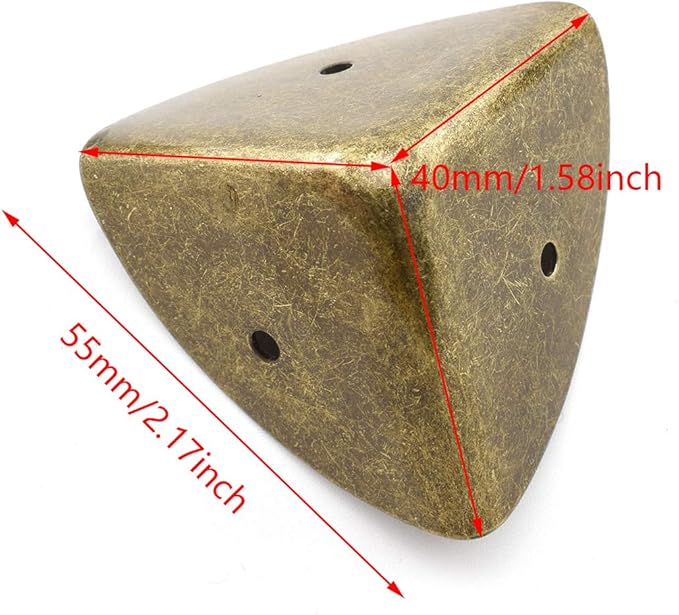 SDTC Tech 4-Pack Zinc Alloy Triangle Corner Protectors 1.58" (40mm) Metal Decorative Edge Guard Safety Cover for Table Suitcase Cabinet Trunk Toolbox
