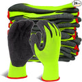 Evridwear Crinkle Latex Rubber Hand Coated Safety Work Gloves for Men Women General Multi Use Construction Warehouse Gardening Assembly Landscaping (Medium,Green 12 Pairs)