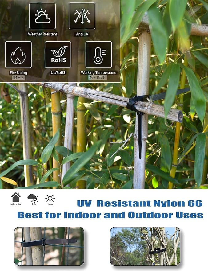Cable Zip Ties(50-Piece) Industrial Ultra Heavy Duty Multi-Purpose，Length 9.1 Inch Width 0.51 Inch, 250 lbs Tensile Strength for Indoor and Outdoor UV Resistant,Black
