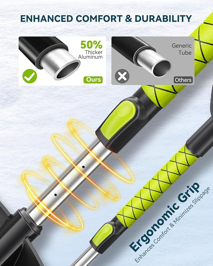 Upgraded 60'' Snow Brush & Snow Shovel with 2 Ice Scrapers, Extendable Snow Brush for Car Windshield with Squeegee, 4-in-1 Detachable Winter Snow Remover for Cars, SUVs, Trucks