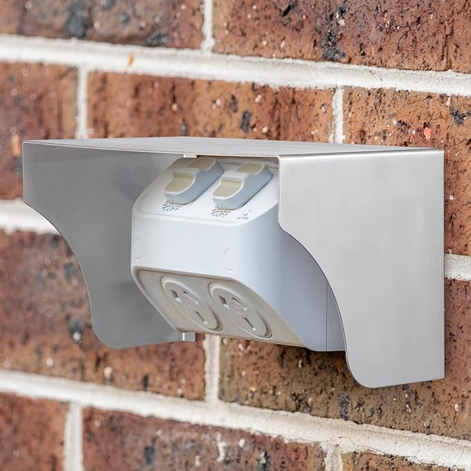 Homoyoyo Outlet Box Protection Cap Power Supply Outdoor Wireless Housing Cover Electrical Box Splash Proof Shell Rainproof Cover Plate Protector Socket Socket Electric Car Metal 7.86X4.72X4IN