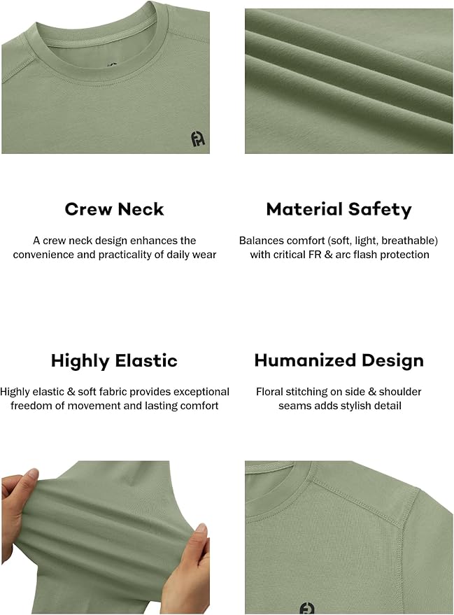 FR Shirts for Men 6oz Lightweight Stretch Work Shirt with Decorative Shoulder Stitch Design Flame Resistant Long Sleeve CAT2