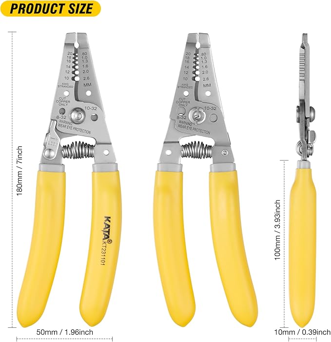 Wire Stripper Tool Crimper for Electricians: 7 Inch Wire Cutter Stripping Tool for 10-18 AWG Solid and 12-20 AWG Stranded Wire - Electrical Wire Crimping Stripping Plier - 10 12 14 16 18 AWG Gauge