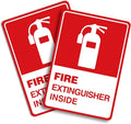 2 PCS Fire Extinguisher Inside Sign Stickers,Self Adhesive Vinyl Safety Label Waterproof, Fade and Scratch Resistant, Suitable for Indoor and Outdoor,Red on White