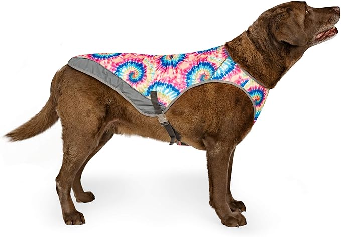 Canada Pooch Dog Cooling Vest - Evaporative Cooling Vest for Dogs with Breathable Mesh Material & Reflective Lining, Adjustable for Dogs 8 (7-9" Back Length), Tie Dye