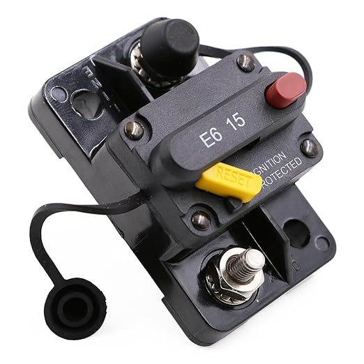 12V 24V 15A Circuit Breaker Manual Reset for Car RV Solar Marine Automotive, 12 Volt-32V DC Boat Trolling Motor Breaker 15 Amp, T3 Resettable in-Line Fuse, Overload Protection, Waterproof