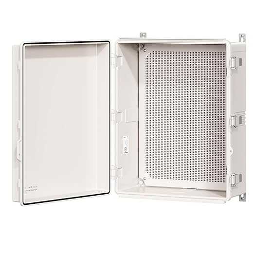 UL Certified Junction Box, NEMA 6 Weatherproof 94V-0 Flame Retardant, Plastic Electrical Enclosure for Industrial Projects, Includes Mounting Plate (Grey Cover, 20.1"×16.1"×7.9")