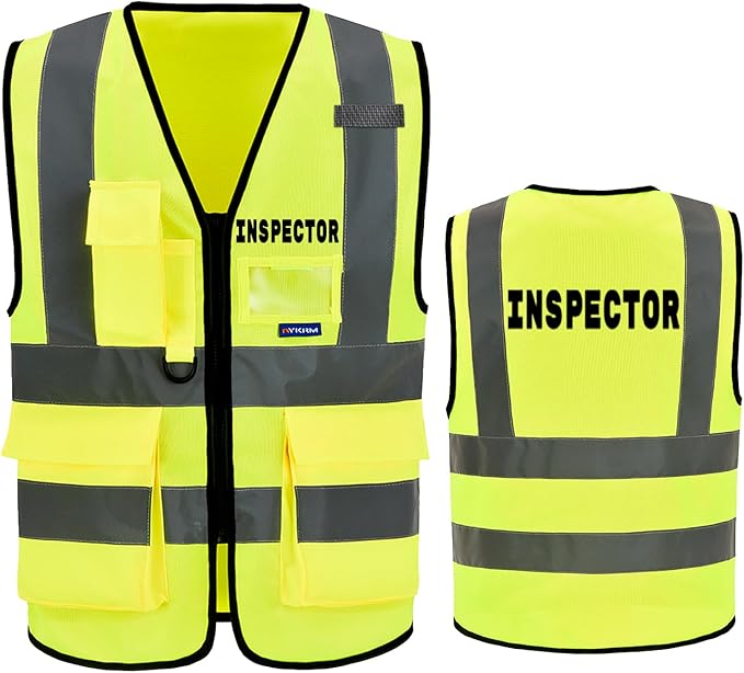 Reflective Security Safety Vests Heavy Duty with 7 Pockets and Front Zipper