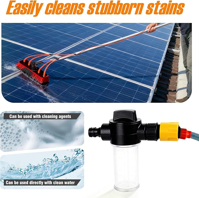 Water Fed Pole Kit Adjustable Solar Panel Cleaning Kit Cleaner Tool for Window Glass Roof Outdoor Glass Brush Window Washing Equipment（Accessories）