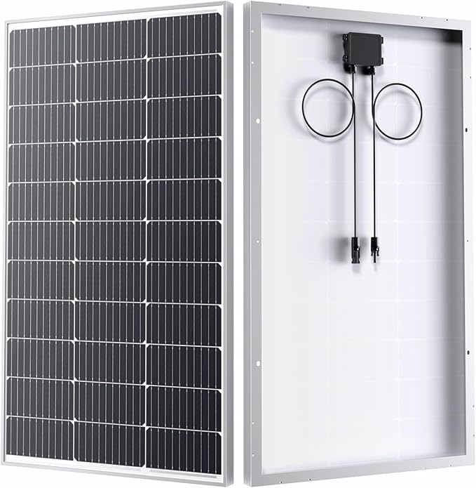 12V 100W Solar Panel,100 Watt Solar Panel with High-Output Design,High Efficiency Monocrystalline PV Module,RV Essentials,Ideal for 12V System,RV, Van,Rooftop,Off-Grid Cabin,Emergency Backup