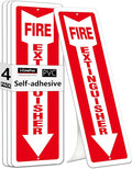 (4 Pack) Self-adhesive Fire Extinguisher Sign, 12" x 4" Durable Plastic Fire Extinguisher Sticker for Business and Home Use, Indoor, Outdoor, 20 Mil Thick PVC Safety Signs, Weather-resistant, No Fade, Easy to Install