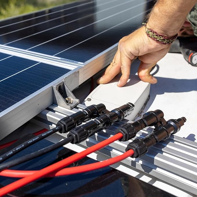 Solar Panel Connector 2 to 1 Solar Y Branch Solar Panel Splitter 2 Way 1000V FMM+MFF Y Branch Solar Panel Parallel Connectors for Parallel Connection Between Solar Panels (1 Pair 2 to 1)