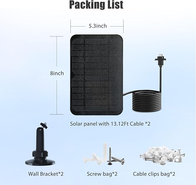 Solar Panel for Blink Outdoor Camera 4, 4W Solar Panel Compatible with Blink Outdoor 4 (4th Gen) Camera, USB-C Port，Waterproof Rubber Plug, 13.12ft Charging Cable and 360°Adjustable Mount 2 Pack