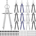 Zonon 30 Pcs Compass for Geometry Drawing Metal Compass with Extra Refills and Screws Circle Maker Back to School Circle Drawing Tool for Math Drafting Measuring Woodworking Office, 3 Colors
