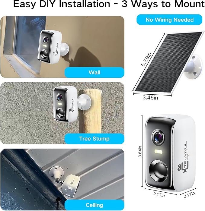 Security Cameras Wireless Outdoor, WIFI Cameras for Home Security with AI Motion Detection Spotlight Siren, Solar Panel Battery Powered, 2K Color Night Vision, 2-Way Talk, Waterproof, Cloud/SD Storage