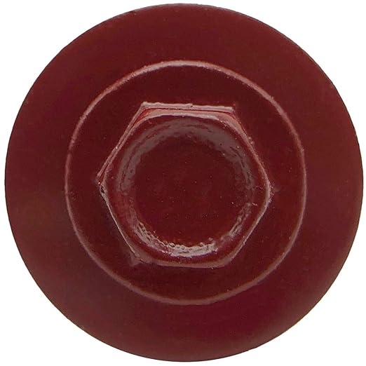 Metal Roofing Screw: (250) 12 x 1-1/2" Dark RED Hex Sheet Metal Roof Screw. Sharp Point Metal to Wood siding Screws. 5/8" EPDM Washer.