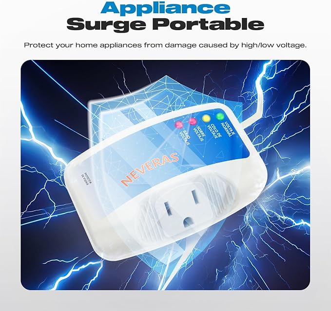Voltage Protector, Malictele Single Outlet Surge Protector for Home Appliances 120V 10A Brownout Protection Plug for Fridge TV Air Conditioners Surge Protector -2Pack