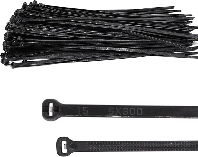 150pcs Push Mount Zip Ties 12 inch, Self Locking Straps Cable Zip Tie with Stainless Steel Metal Tooth Locking Device Heavy Duty Nylon Zip Tie Clips (12", Black)