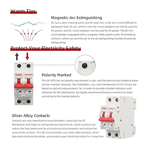 CNC DC Miniature Circuit Breaker, 2 Pole 1000V 16 Amp Isolator for Solar PV System, Thermal Magnetic Trip, DIN Rail Mount DC Disconnect Switch (16 Amp)