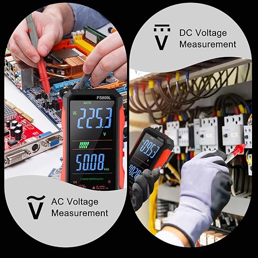 FS899L Digital Multimeter with Color Screen & Storage Case, USB C Rechargeable Electrical Testing, 6000 Counts True RMS AC/DC Voltage Tester, NCV, Capacitance, Non Voltage Detector