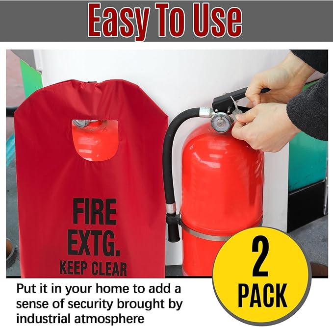 Amylove 2 Pcs Fire Extinguisher Cover 5-13 lb Heavy Duty Thickened Fire Protective Sleeve from Scuffs and Scratches Accessories 17" W x 22" L
