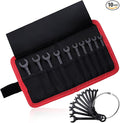 Mini Wrench Set SAE 10-Piece Ignition Wrench Set, 5/32"-7/16" Open End and Box End Combination Wrench Kit, Super Thin Small Wrenches with Zipper Bag and Key Ring for Small Fasteners, Black