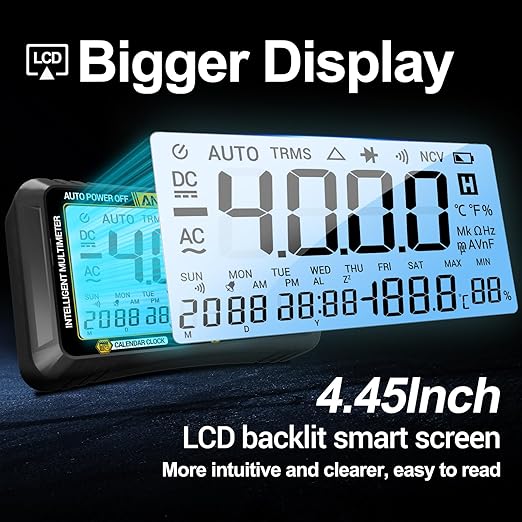 ANENG Digital Multimeter Tester,4000 Counts Voltage Tester,Auto-Ranging TRMS Volt Meter,Large LCD Ohm Meter Measures AC/DC Current,Voltage,Resistance, Diode,Continuity,Capacitance,Temperature