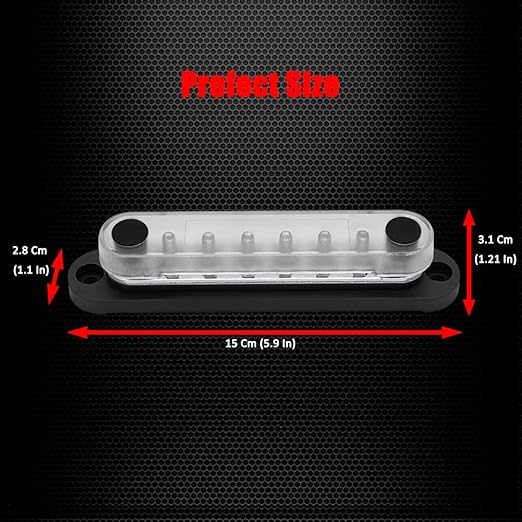 8 x M5 (#10) Studs Power Distribution Block Bus Bar 12V, Ampper 5.9" HD 120A Marine BusBar Battery Distribution Block W/Cover for Car Boat Solar (Black)