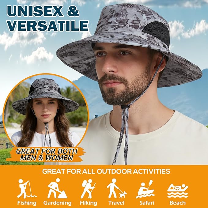 EINSKEY Wide Brim Sun Hat, UPF 50+ UV Protection Waterproof Packable Bucket Hat for Men & Women, Fishing Hiking Beach Garden