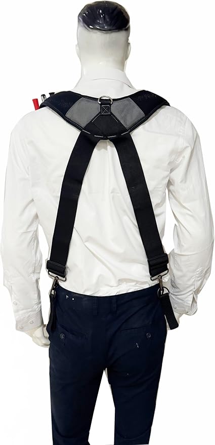 Tool Belt Suspenders for Work Belt Heavy Duty Padded with Magnetic WristBand Attachment Loops for Men