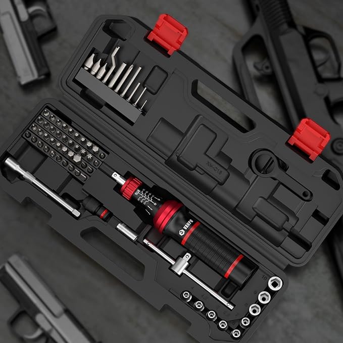VANPO Torque Screwdriver, 64 Pcs 10-70 Inch Pound Torque Screwdriver Set with T-Bar & S2 Bits, Accurate 1/4" Small Torque Wrench Screwdriver for Bike, Scope Mounting & Device Assembly