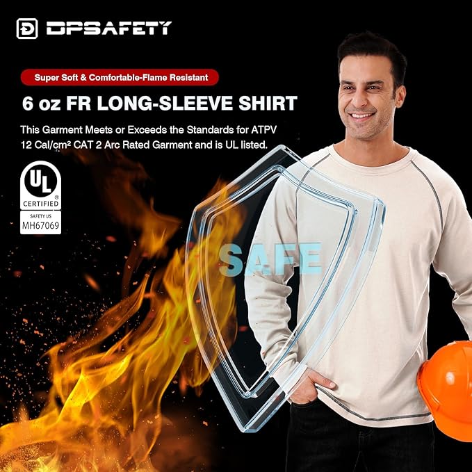 FR Shirt 6 oz Hi Vis Fire Resistant Flame Resistant Shirts for Men,Welding Shirt Cotton CAT2 Long-Sleeved Shirts