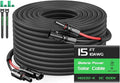 15FT Twin Wire Solar Panel Extension Cable, 10 Gauge PV Wire with IP68 Female & Male Waterproof Connectors, Flame Retardant Protective Sleeving and Dust Caps for Home, RV, Photovoltaic Systems