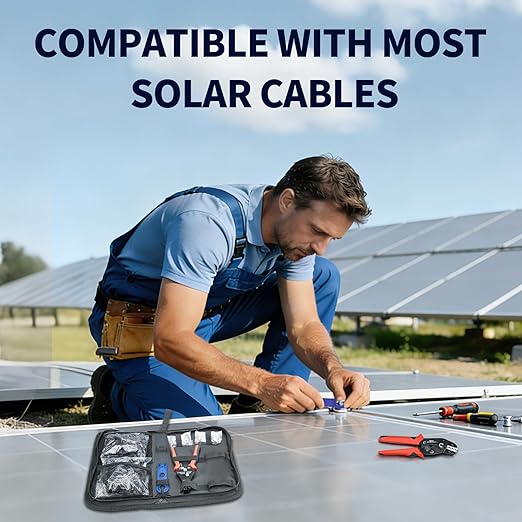 60PCS Solar Connector Crimping Tool Kit for Connecting Solar Panel Cable Wire, with 30 Pairs MC4 Connectors ，AWG13-10 Crimper and Stripper，2pcs Spanner Wrench，Solar Panel Connectors in the bag.
