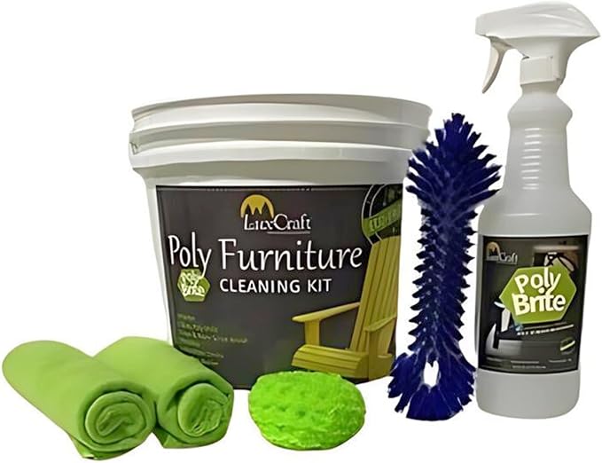 LuxCraft Poly Brite Spray Cleaning Kit for HDPE Outdoor Poly Lumber Furniture Cleaner and Outdoor Patio Furniture Cleaner for Outside