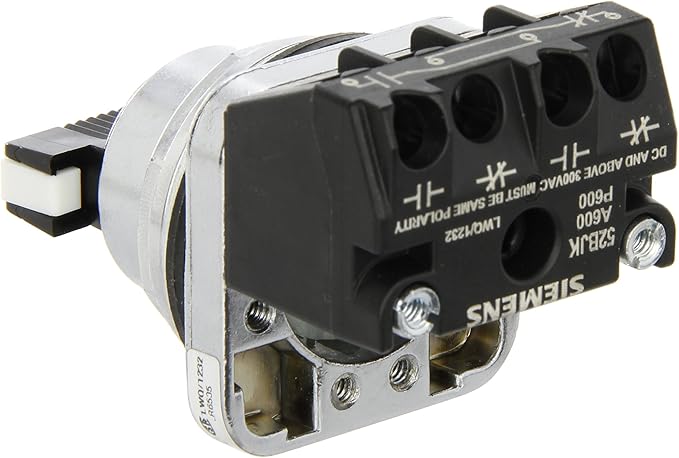 Siemens 52SA2CABA1 Heavy Duty Selector Switch Unit, Water and Oil Tight, 3 Positions, Short Lever, Maintained Operation, C Cam, 1NO + 1NC Contact Blocks , Black