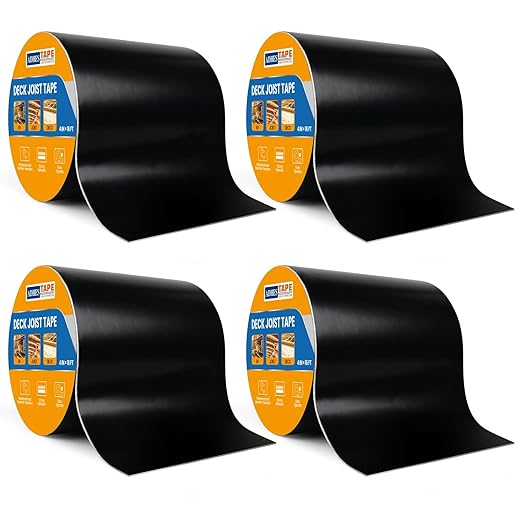 ADHES Deck Joist Tape, 4" x 16', 4 Rolls Weather Resistance & Waterproof Butyl Joist Tape for Decking, Deck Flashing Tape, Ideal for Wood Decks Beams Roof, Outdoor Construction Use